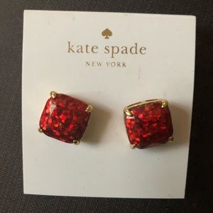Red glitter Kate Spade stud earrings *brand new*